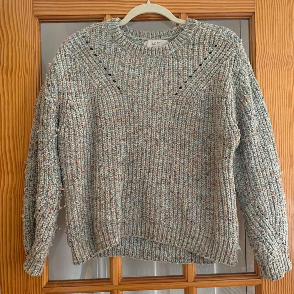 Ann Taylor LOFT Knit Crewneck Sweater Multicolored Textural Women's Sz Medium